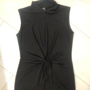 Clara Sun Woo Center Tie Sleeveless Dress Black Size S